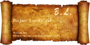 Bojer Loránd névjegykártya